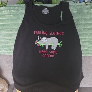 3Secret Treasures Black Tank Top with Sloth Design